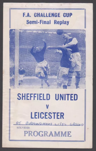 F.A. CUP  SEMI-FINAL Replay Progr- Sheffield United v Leicester - 27  March 1961