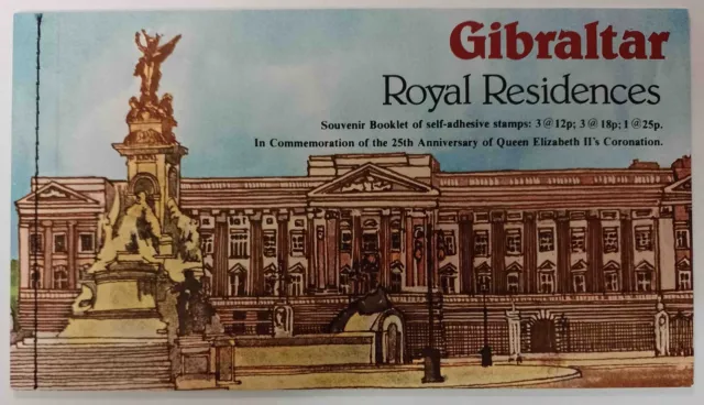 Gibraltar 1978 Booklet Royal Residences 25th Anniv Coronation Self Adhesive MNH