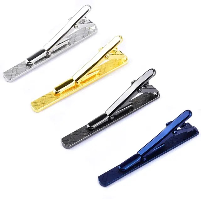 4PCS Mens Stainless Steel Tie Clip Necktie Bar Clasp Clamp Pin Gold Black Silver 2
