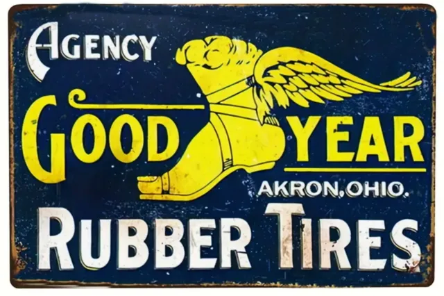 Good Year Rubber Tires Advertising  Vintage Retro 8 x 12" Tin Sign All Metal