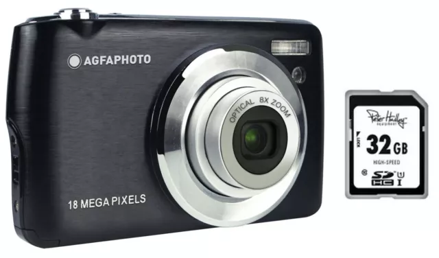 AgfaPhoto DC8200 Schwarz + Zubehörpaket 32GB SDHC Digitalkamera