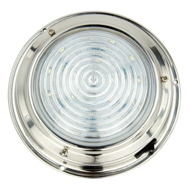 12V Stainless Steel LED Dome Light Boat Marine RV Cabin Ceiling Lamp 5.5"