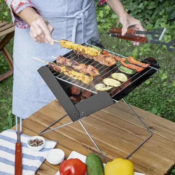 Barbecue à Charbon Petit Barbecue Extérieur Pliable Portatif BBQ Grill