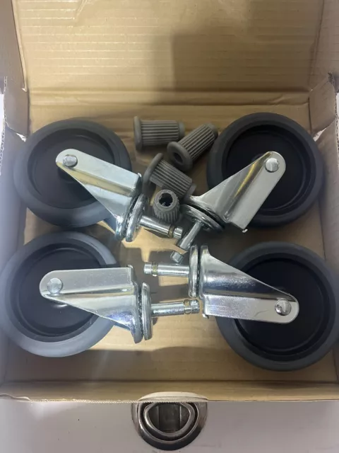 4" Rubber Swivel Stem Casters, 500 lb Capacity, Set of (4) 184233
