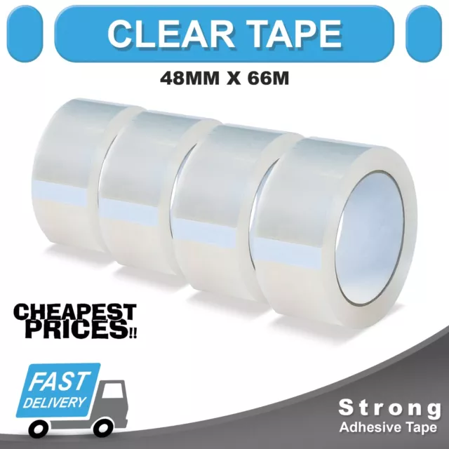 LONG LENGTH PACKING TAPE STRONG BROWN CLEAR FRAGILE 24mm, 48mm x 66M PARCEL TAPE 3