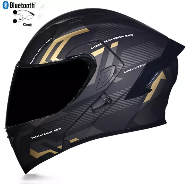DOT BLUETOOTH MODULAR Flip UP Motorcycle Helmet Dual Lens Full Face