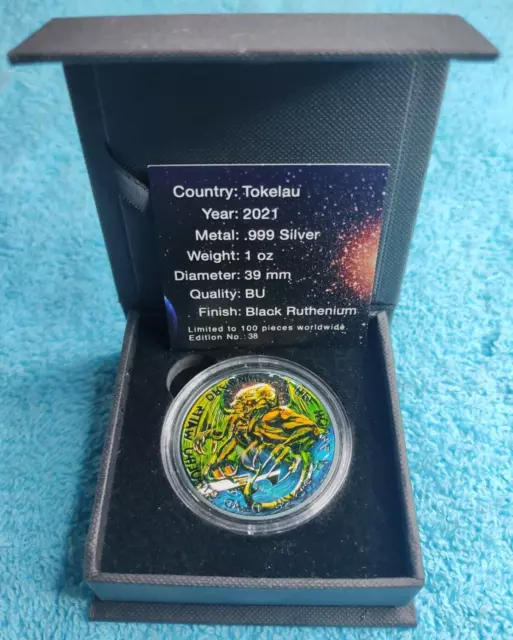 TOKELAU 2 $ 2021 ARGENT 1 OZ Cthulhu Black Ruthenium - Seulement 100 unités !!!