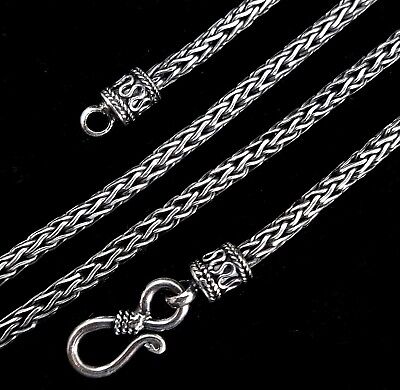 2.5MM Handmade Solid 925 Sterling Silver Balinese FOXTAIL Chain/Necklace Bali