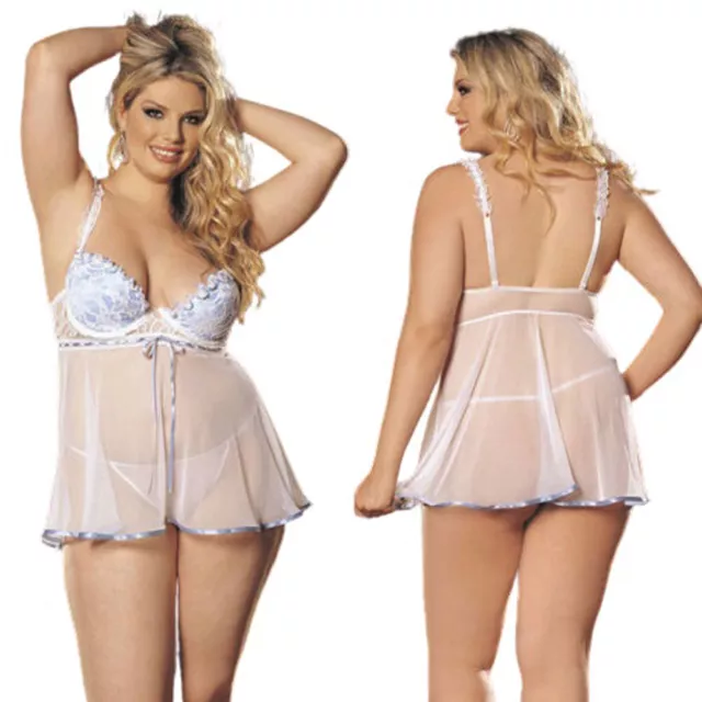 PLUS SIZE LINGERIE Babydoll Underwired White 2X 3X Shirley of Hollywood  X25169 $39.98 - PicClick