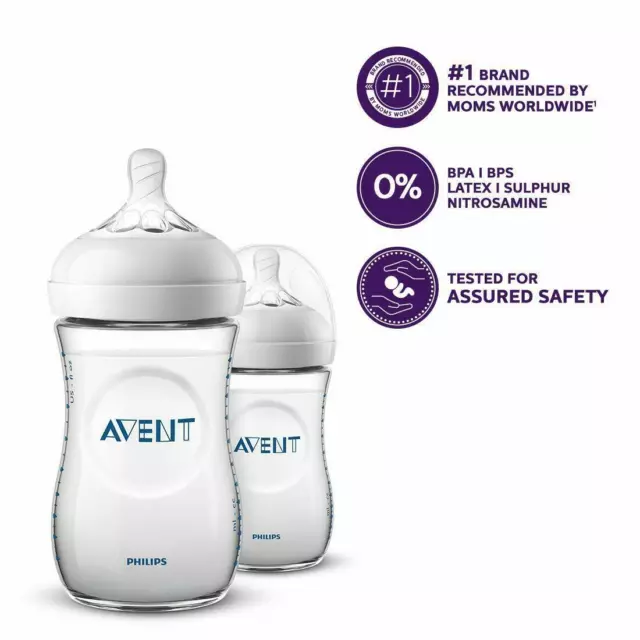 Philips Avent Natural 2.0 Bottle 260ml (Pack of 2) 1m+ SCF033/20 3