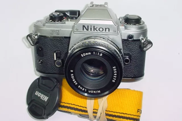 Nikon FG 35mm Film SLR Manual Camera + Nikon 50/1.8 Series E Lens -Fully Working