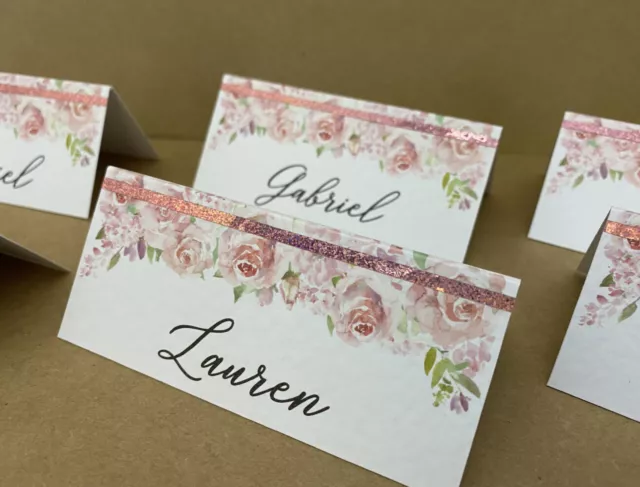 6x place CARDS rose gold luxury personalised NAME wedding table setting decor