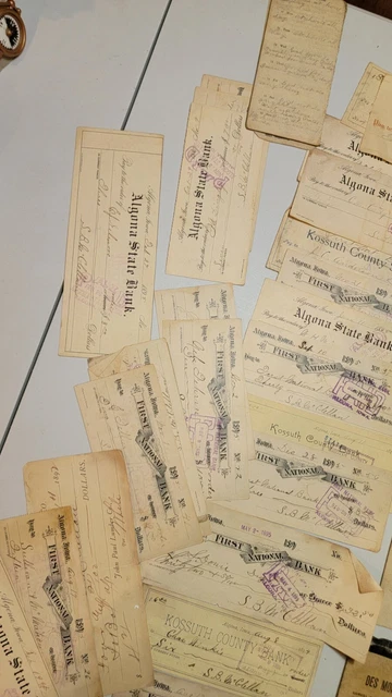Huge Lot Of 1800's Bank Notes, Receipts, Postcards, Ledgers Northern Iowa 10