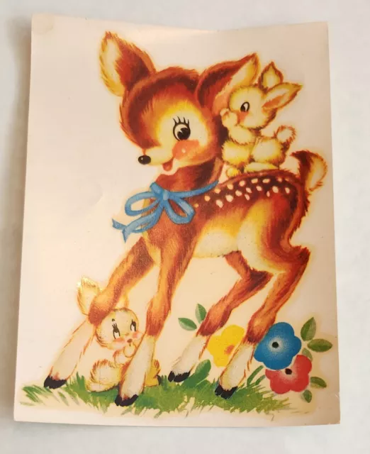 Vintage Palm Bros. Nursery  Deer & Bunnies Waterslide Decal Transfer Original