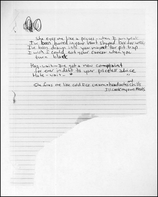 NIRVANA POSTER PAGE Kurt Cobain Hand Written Heart-Shaped Box Lyrics ...