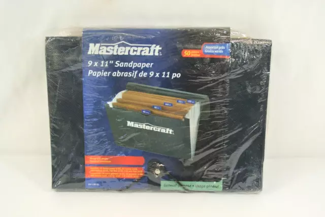 Papel de lija Mastercraft 9 x 11" 50 piezas uso general surtido granos 40 60 + nuevo