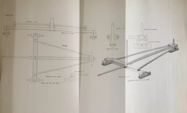 Antique Print Plan Of An Ice Boat Sailing C1895 Dixon Kemp Sailing Yacht & Boat