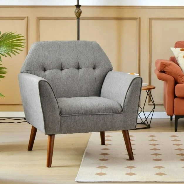 Sedia moderna gambe in legno di gomma imbottitura spugna piedini Poltrona relax