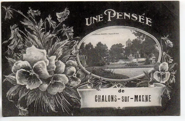CHALONS SUR MARNE - Marne - CPA 51 - carte Souvenir une pensée de ... square