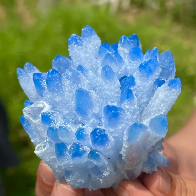 347G New Find sky blue Phantom Quartz Crystal Cluster Mineral Specimen Healing 9