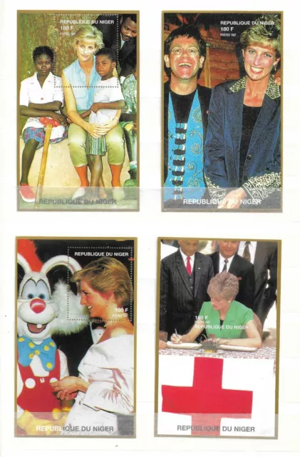 Lady Di - Princess Diana -   - Mnh -  Lot Of 12 Mnh Souvenir Sheets - 3 Images