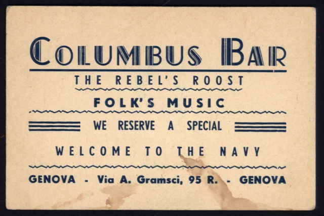FOUND in BOOK - Business card from COLUMBUS BAR Genova ITALY printed both sides