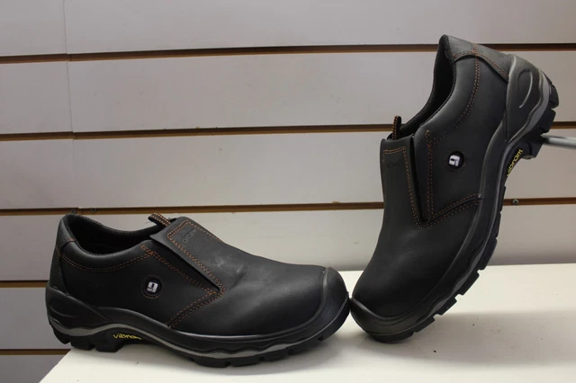 Steel Ceap GRISPORT SAFETY SHOES Vibram Sole Black Leather Slip-0n Steel Toe Cap ...