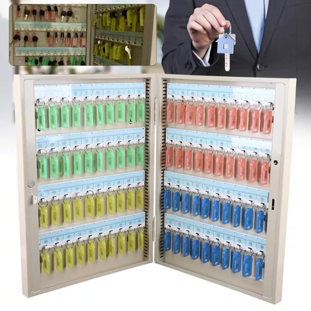 Wall Mount 80 Key Storage Cabinet Lock Box Safe Organizer Car Dealership Holder