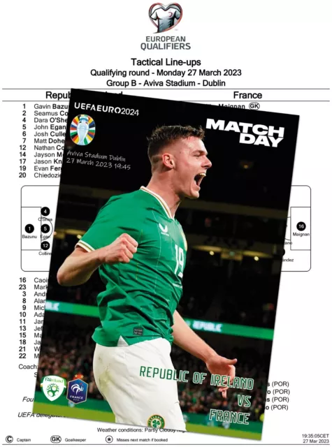IRELAND ROI V FRANCE 27 March 2023 Q EURO-2024 FAN 16 pages + OFFICIAL LU