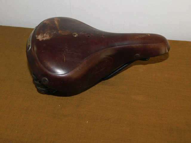Selle Vélo Vintage Lepper - Large, Cuir Noir - Made In Holland - Occasion