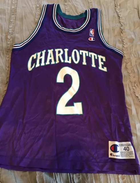 Vintage Larry Johnson Charlotte Hornets Champion Jersey 90s NBA basketball  – For All To Envy