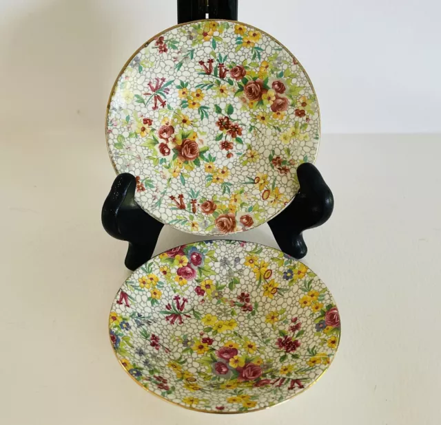 Royal Winton Grimwades England Fireglow Shallow Bowls - Pair
