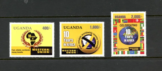 P614 Uganda 2006 Western Union, Flaggen 3v. MNH