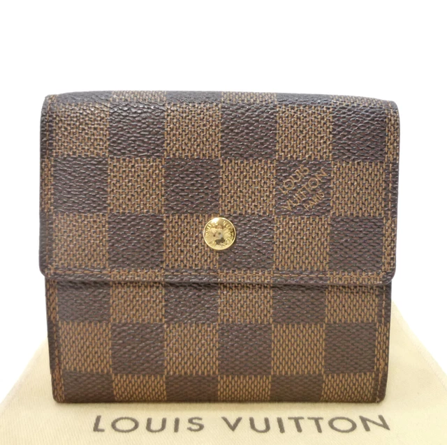 Authentic LOUIS VUITTON Portefeuille Elise Wallet N61654 Damier Ebene #36632335