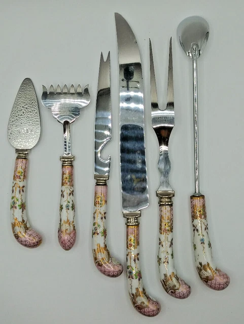 Vtg Sheffield England "Floraine" 6 Piece Stainless Steel Serving Set