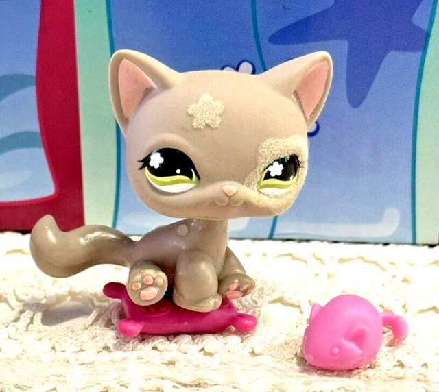LITTLEST PET SHOP Authentic Grey Flocked Sitting Tabby Cat #467 ...