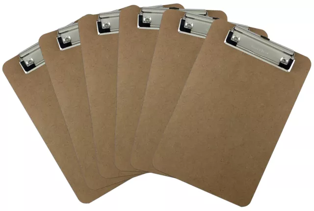 Trade Quest Memo Size 6'' x 9'' Clipboard Low Profile Clip Hardboard Pack of 6