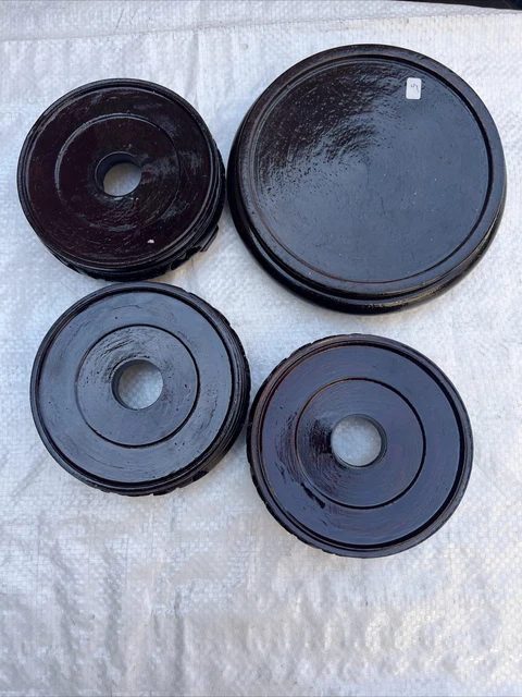 lot of 4 asian chinese display stands cut out sizes wood dark brown 1196