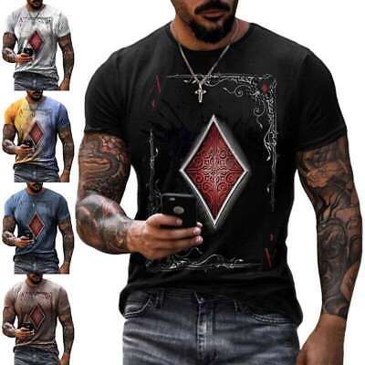 T-Shirt Tops Summer Men's Fashion Casual Short Sleeve Muscle Printed Round Neck
