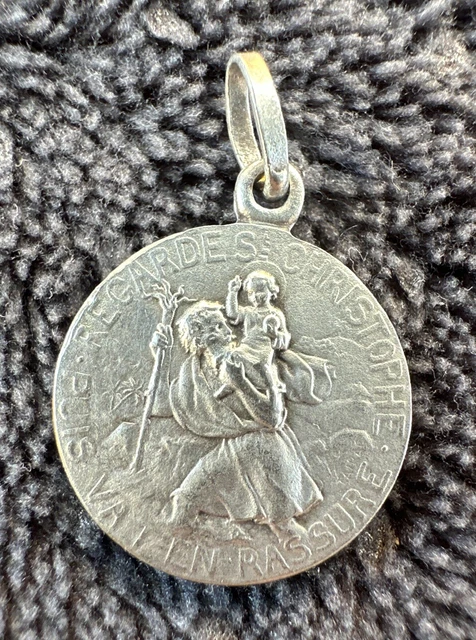 Médaille Saint-Christophe Argentée – Métal, Neuve, Protectrice Des Voyageurs