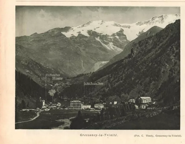 GRESSONEY-LA-TRINITE' AOSTA panorama Foto Vintage del 1934 Touring Club Italiano