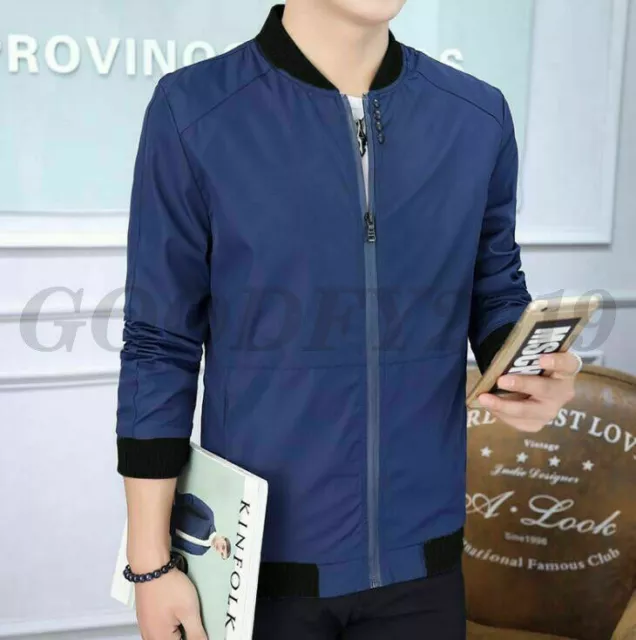 Fashion Men's Leather Mandarin Collar Slipper Jacket Black Slim Top Casual Coat 3