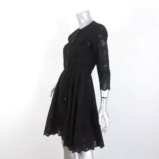 Theory Dress Kalsingas Black Eyelet-Embroidered Cotton Size 0 NEW 2