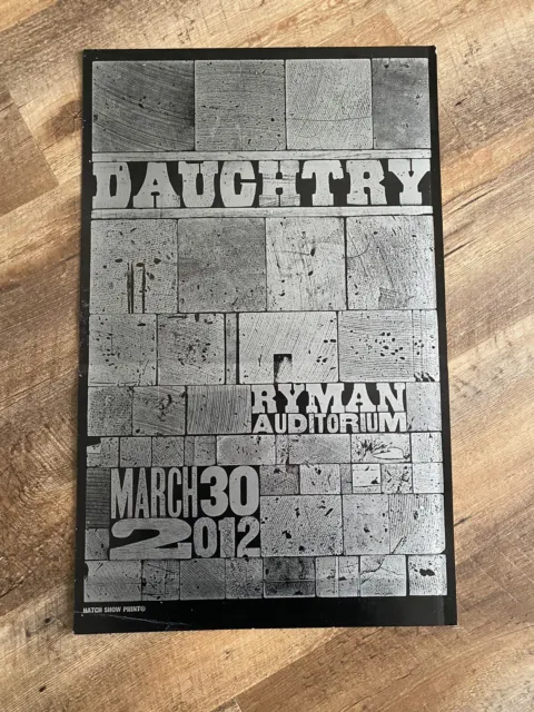 Daughtry Ryman Auditorium Nashville 2012 HATCH SHOW PRINT POSTER