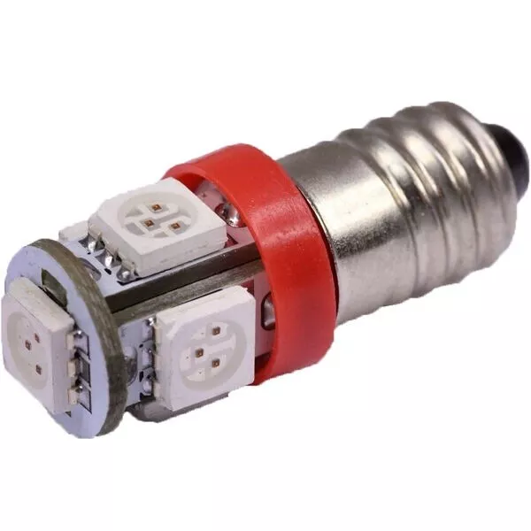 SMD LED E10 rote Lampe Schraubgewinde 6V Volt ROT 5x5050 Power smd s