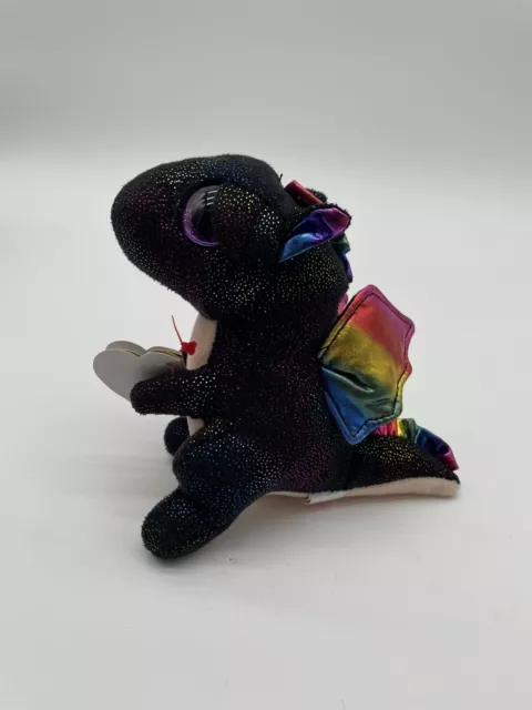 Ty Anora Beanie Boos 7" Plush Black Dragon Shiny Rainbow Beanie Babies Stuffed