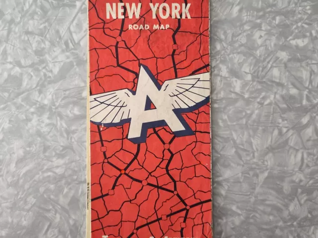Vintage 1957 Flying A Service Veedol New York Road Map
