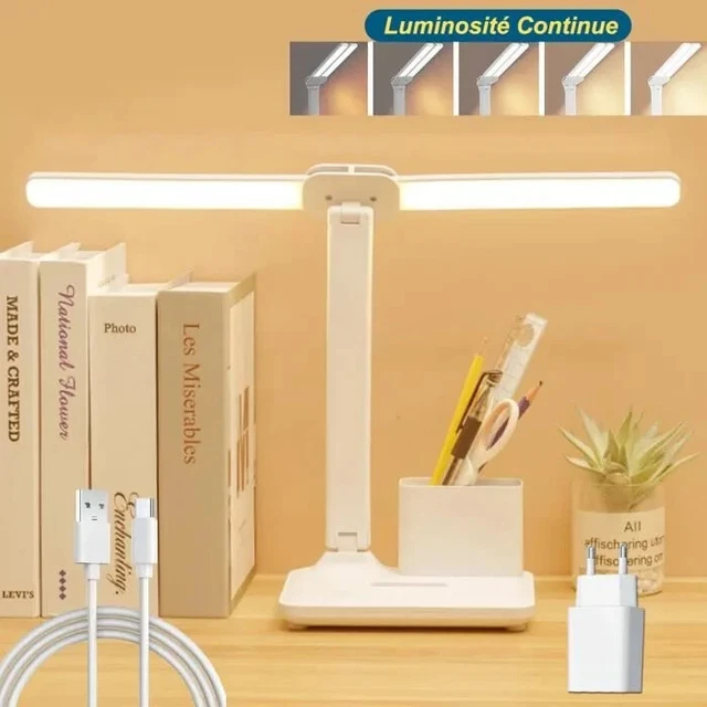 Lampe De Bureau LED Tactile – Chargeur Sans Fil Et Port USB Intégrés, 5 Couleurs