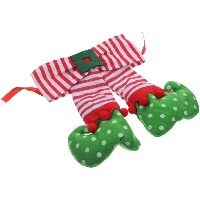 Medias clásicas de Navidad colgantes pies de elfo decoraciones Navidad