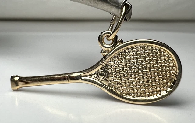 14k Yellow Gold Tennis Racket Pendant Charm